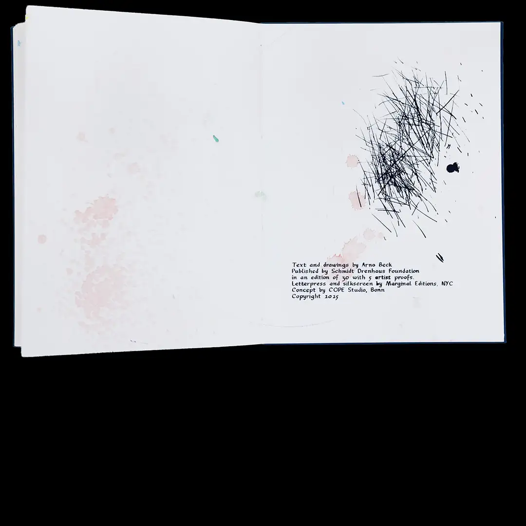 Interior page from the artist book The 4th Wall Won’t Save You by Arno Beck.