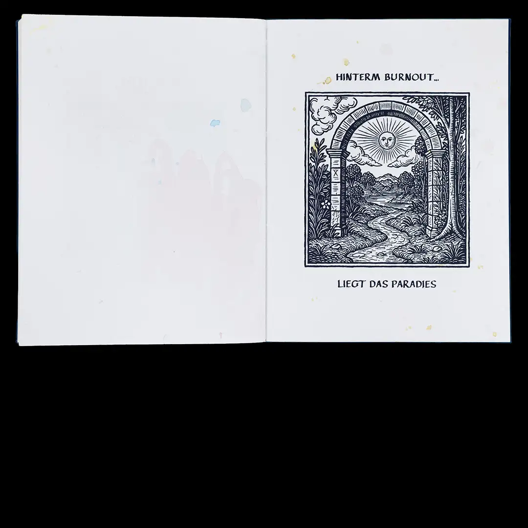 Interior page from the artist book The 4th Wall Won’t Save You by Arno Beck.