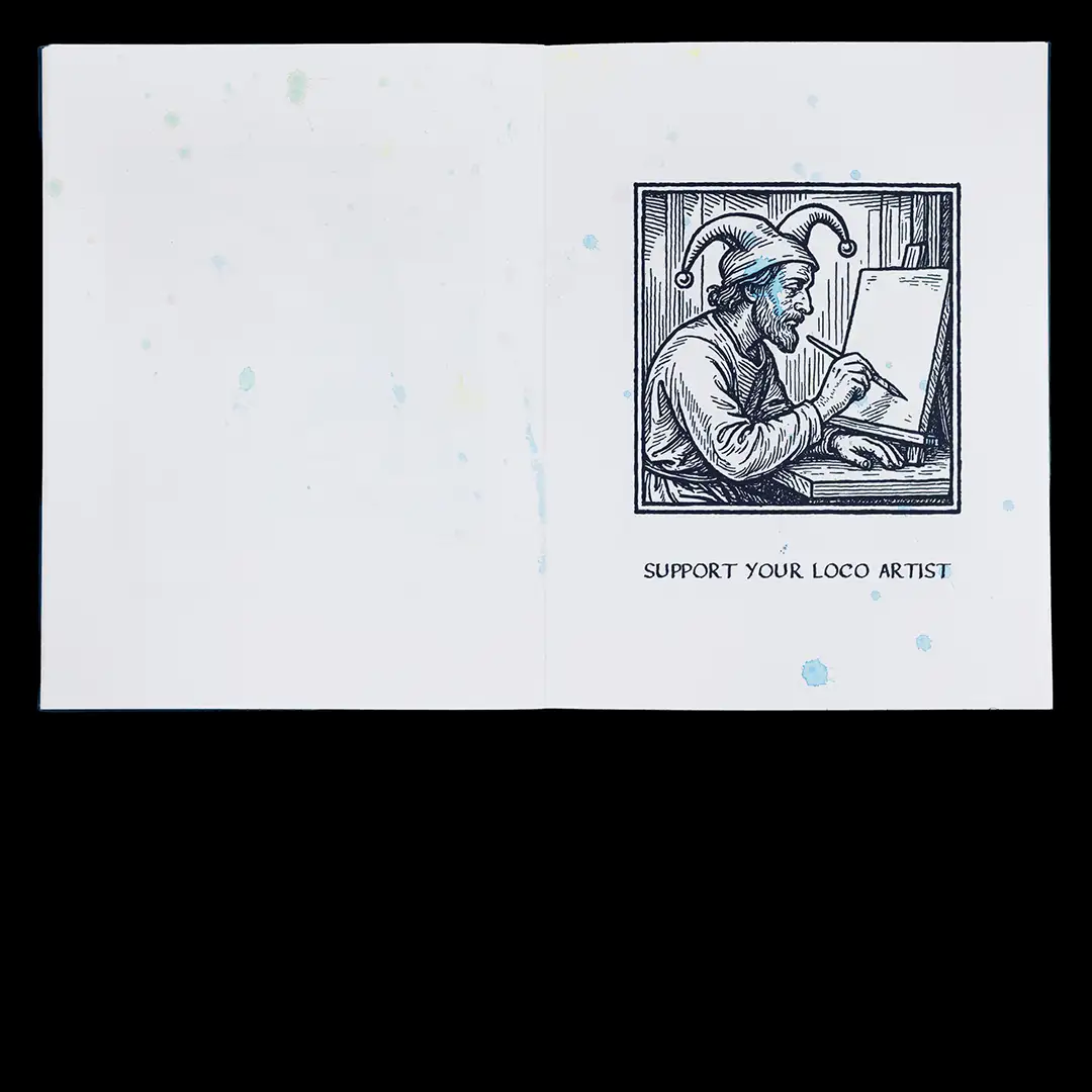 Interior page from the artist book The 4th Wall Won’t Save You by Arno Beck.